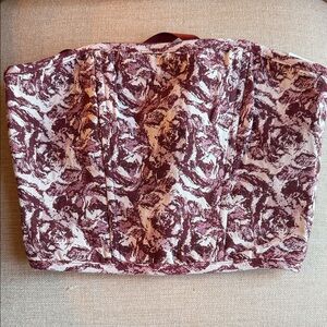 Floral Jacquard Strapless Bustier Top - Cream & Maroon